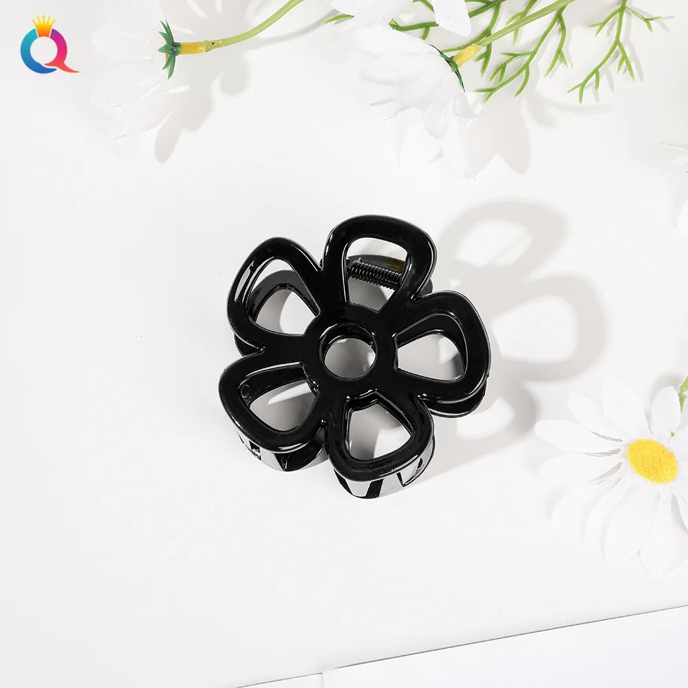 QIYUE 9cm Custom Logo Flowers Grab Love Folder High -end Sensor Hair Claw Clips Hair Accessories For Woman