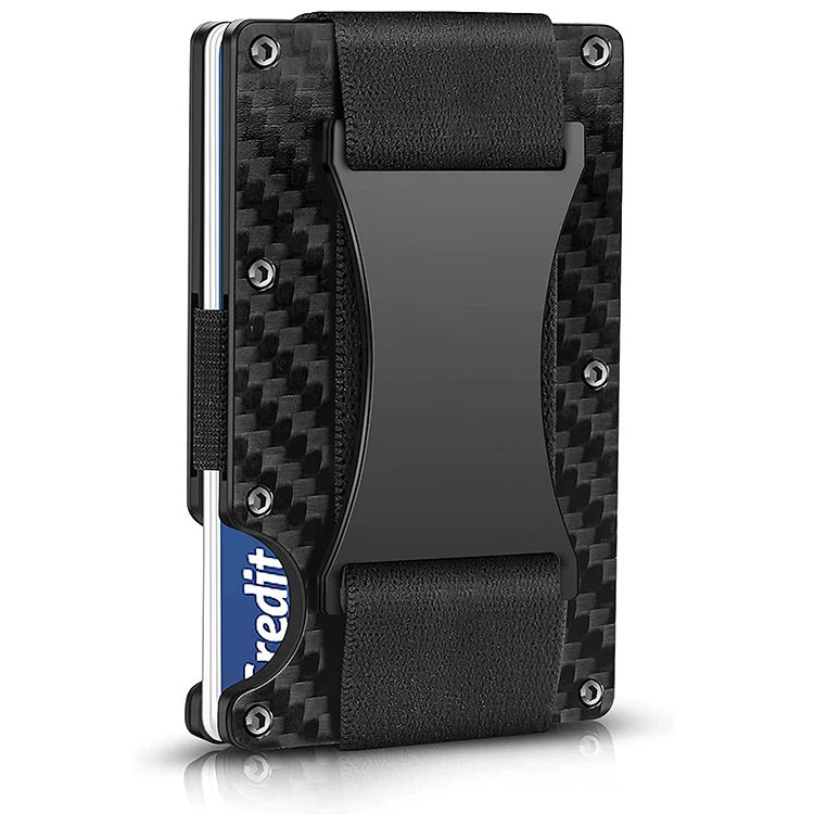 Минималистичный кошелек из натурального углеродного волокна с RFID-блокировкой держатель для карт металлический мужской зажимом