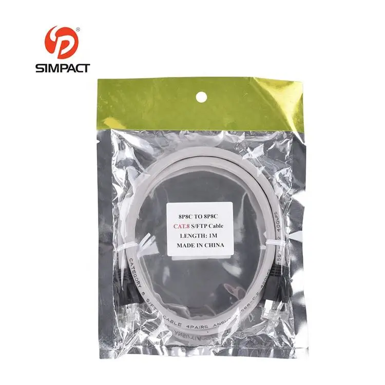 Simpact Custom High Quality Pvc/Pe/Lszh/Cmp/Cmr Jacket Eco-Friendly Cca/Bc 22Awg Cat8 Rj45 Cable Patch Cord Cat8 Cable