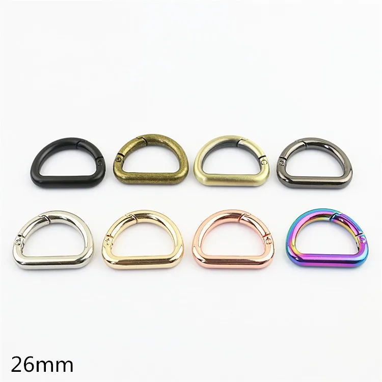 7colors 15-20-25-32mm spring opened d ring belt buckle handbag hardware metal d-ring for bags strap