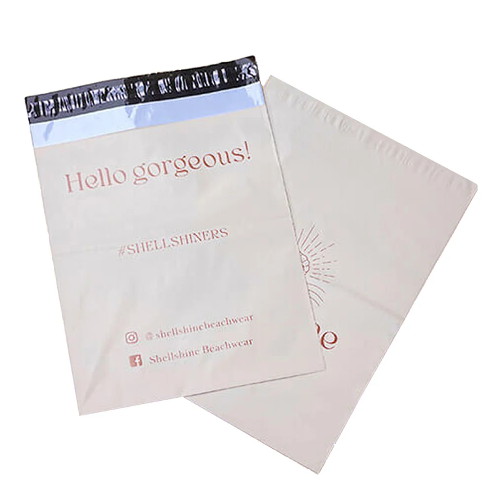 biodegradable wholesale high quality peach custom printed rose logo poly pack mailers plastic packaging bag for clothing