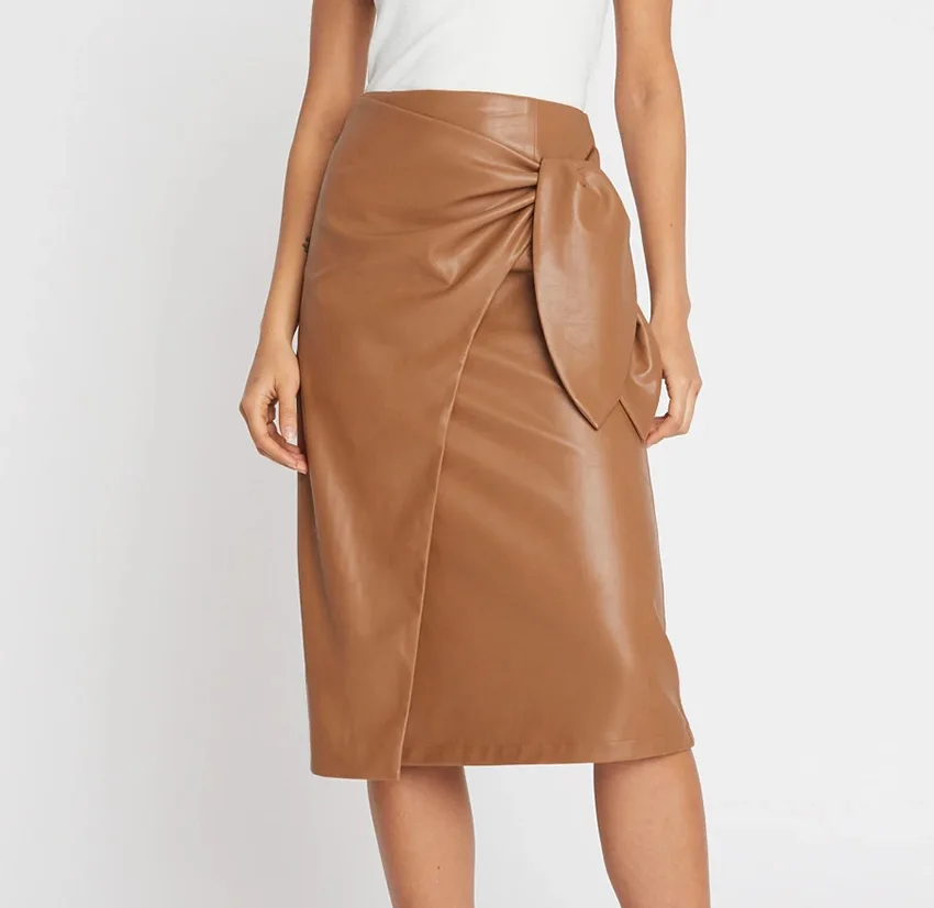 Женская облегающая юбка из искусственной кожи с высокой талией