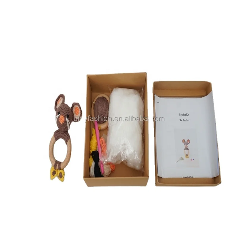East to-do Knitting Mouse Crochet Kit DIY Amigurumi Rat Doll Handmade Hook Kit Baby Gift