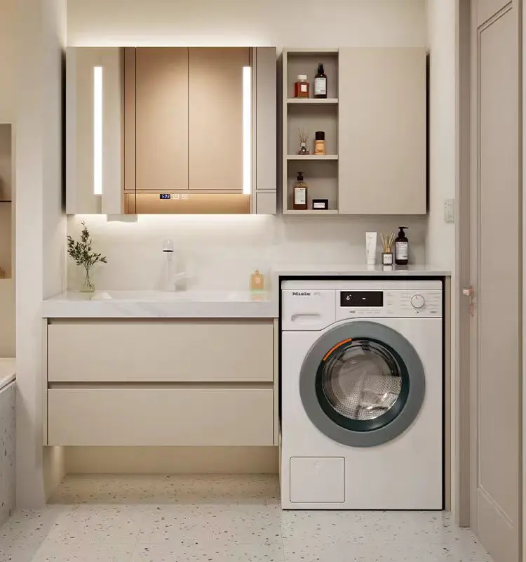 Waterproof bathroom washbasin balcony drum washing machine integrated cabinet laundry sink furniture sets