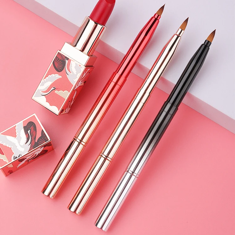 Double Side Nylon Hair Angled Eye Shadow Makeup Brush Double Ended Retractable Eyebrow Eyeshadow Concealer Lip Brush And Custom