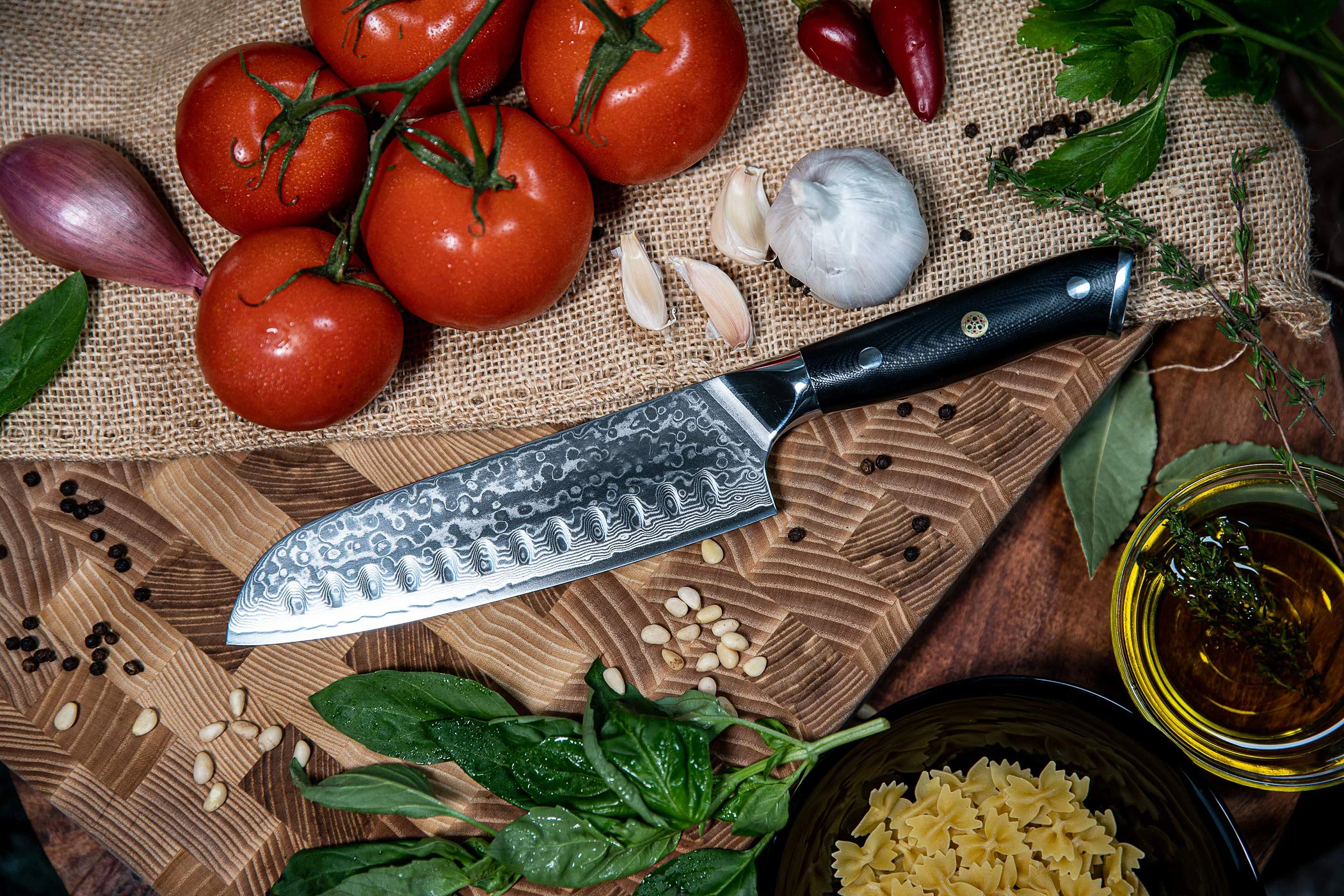 high carbon steel japanese kitchen handmade santoku knife