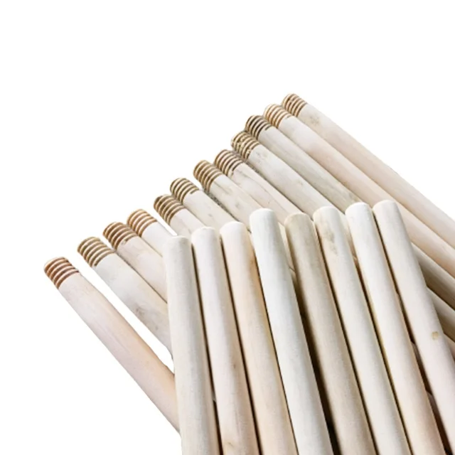 Cheap natural 120*2.2cm broom stick italian thread mop handle palo de madera high quality house cleaning tools