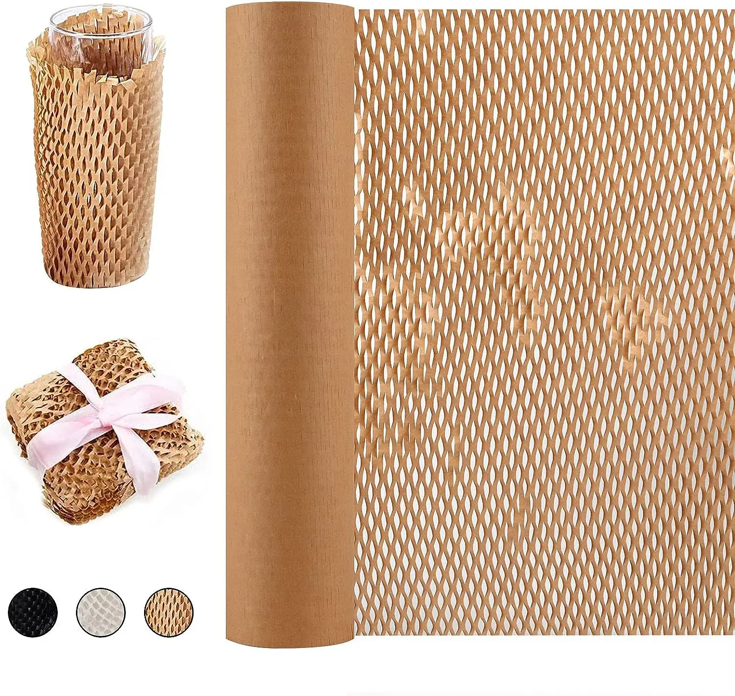 Mesh Honeycomb Perforated Wrap Paper Biodegradable Kraft Paper Cushioned Packaging Roll for Packing and Moving