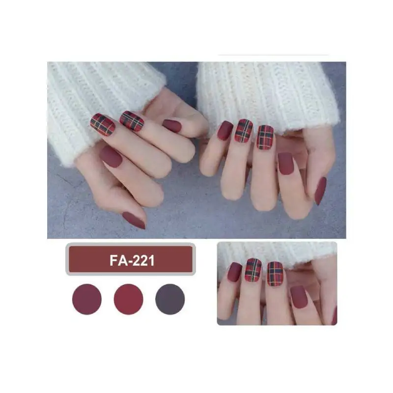 30pcs/box Short ballerina coffin solid color natural false nails full cover artificial acrylic nails false nails for DIY salon