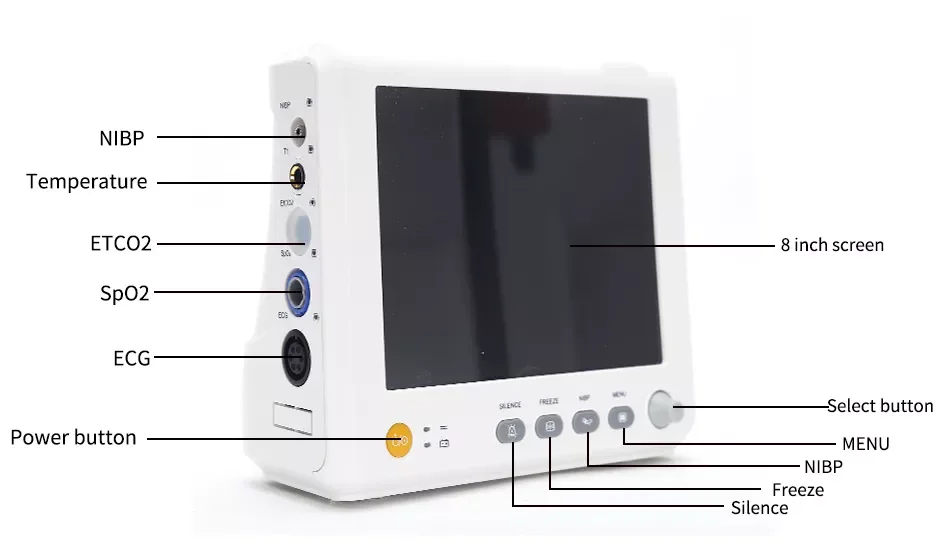 Hospital Medical Surgical Emergency Equipment Portable ICU Multiparameter Patient Monitors Vital Sign Monitoring