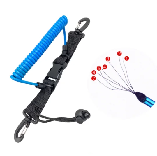 Snorkeling diving camera spring rope safety quick-release buckle double-headed hook underwater anti-loss stainless steel spring