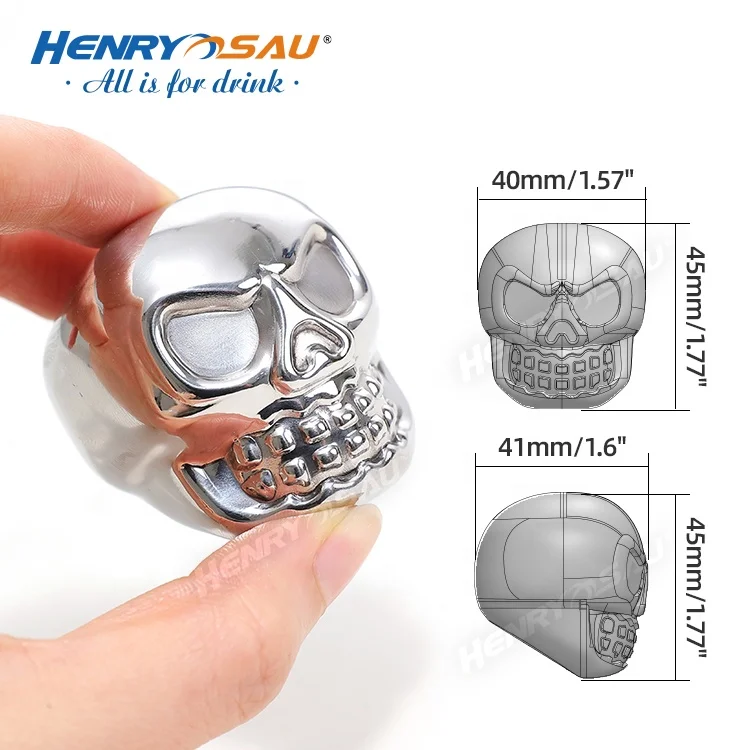 Metal Ice Cubes Refreezable Chilling 3D Skull Head Whiskey Reusable Ss 314 306 Cooling Stone for drinks