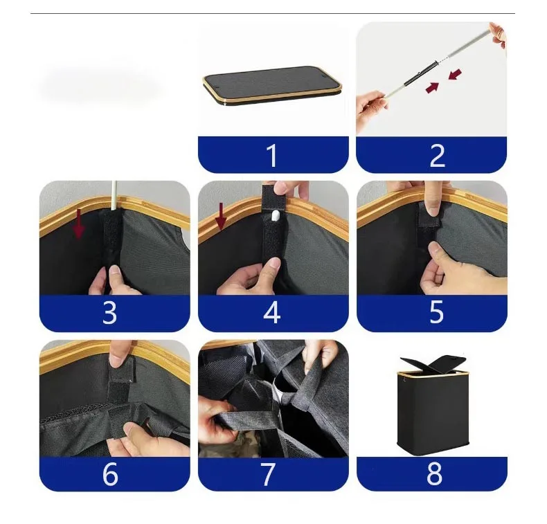 Customization Large Bamboo Black Grey Kitchen Recycling Bin Deposit Bottle Storage Recycling Bottle Basket