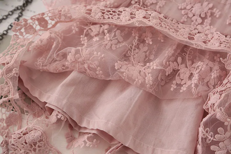 6106 Summer Toddler Kids Baby Girls Lace Flower Long Sleeve Dress Princess Wedding Party Embroidered Dress