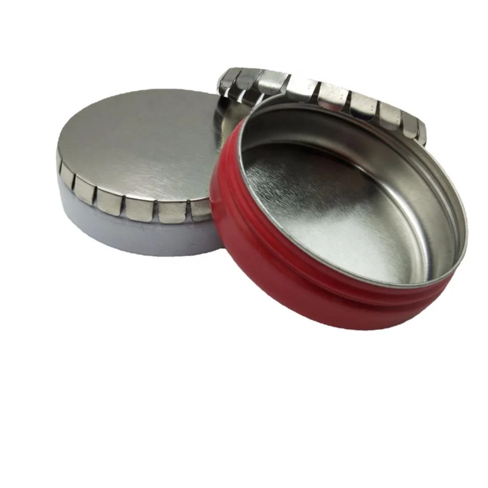 OEM Click Clack lid jar round tin can packing with the push and pop lid snacks used metal box mints box