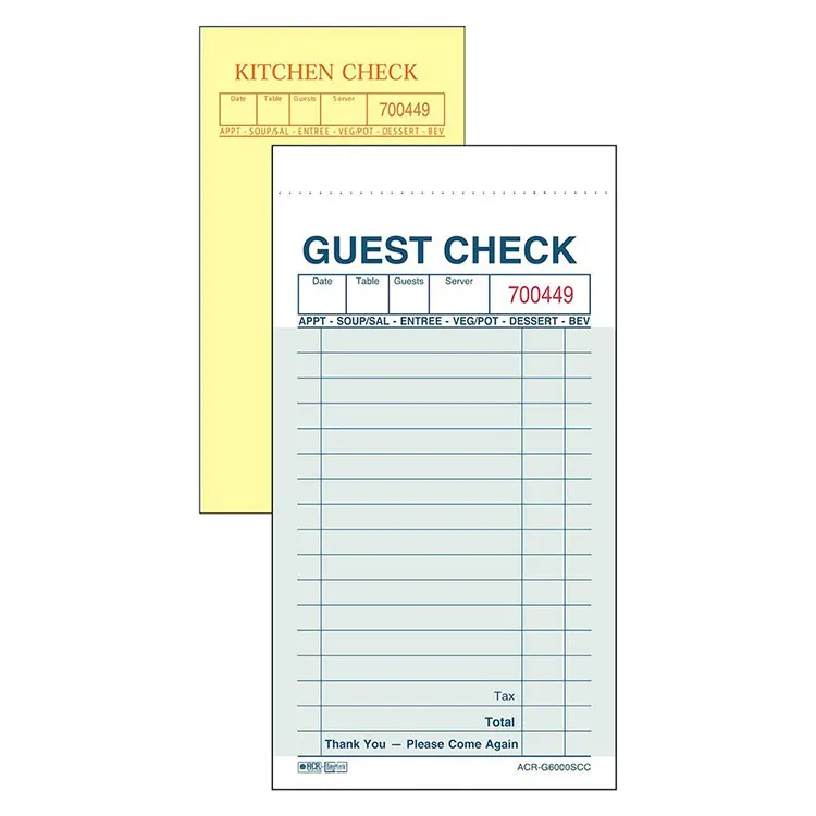 3-ply continuous carbonless printing paper invoice receipt book hotel booking book waiter pad