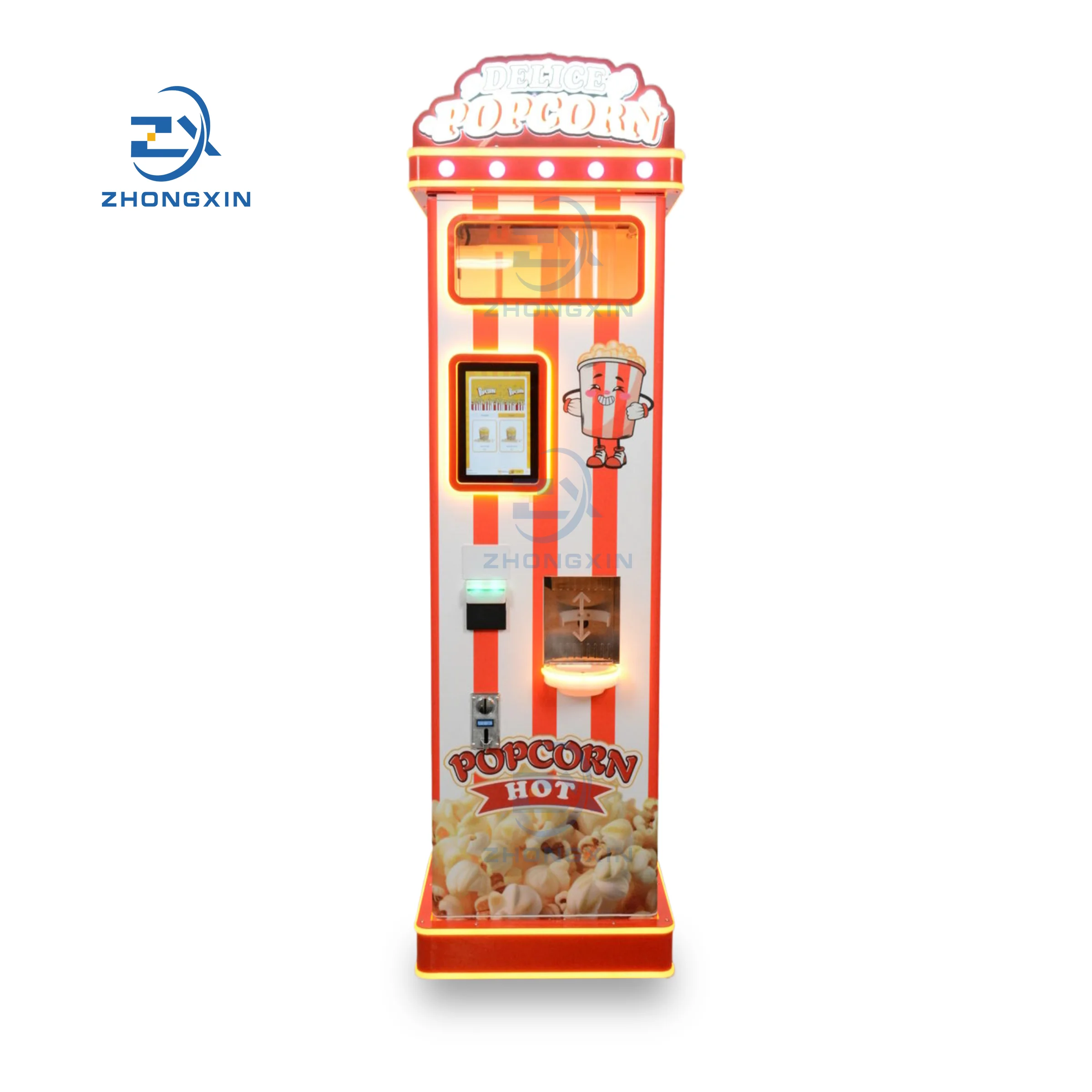 Coin Operated Attractive Kids Dessert Popcorn Automatic Machine Large Capacity