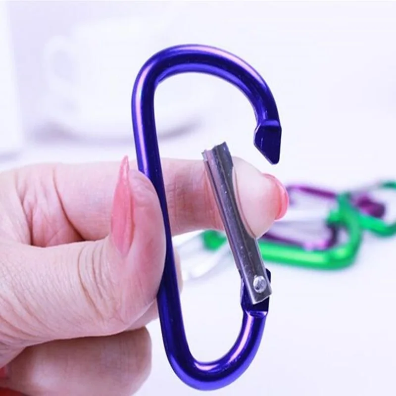 HXY 62*33*5.5MM Cheap Wholesale 7# D Shape Aluminum Carabiner Keychain Aluminum Carabiner Hook For Keychain, Hiking, Camping
