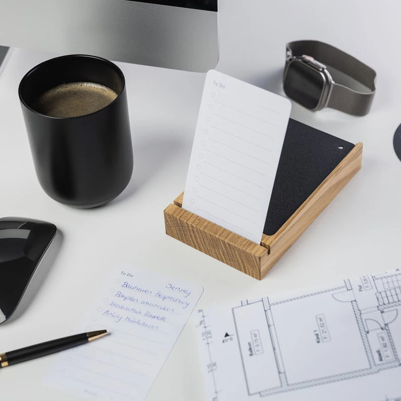To Do List Set with Wooden Card Holder Card tray including 50 task cards For office home study ADHD Gift employee