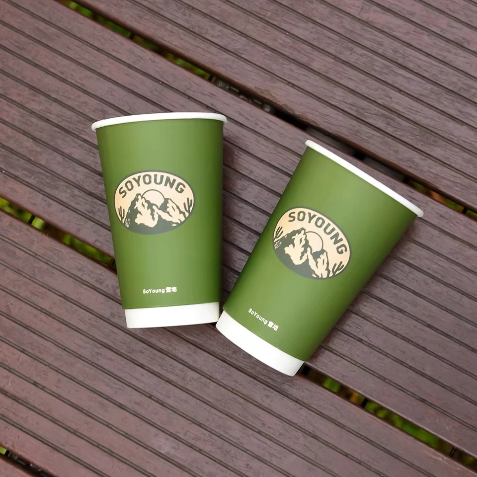 custom 8oz double single wall paper cup customized printing logo biodegradable food grade personalized cafe beverage coffee cups