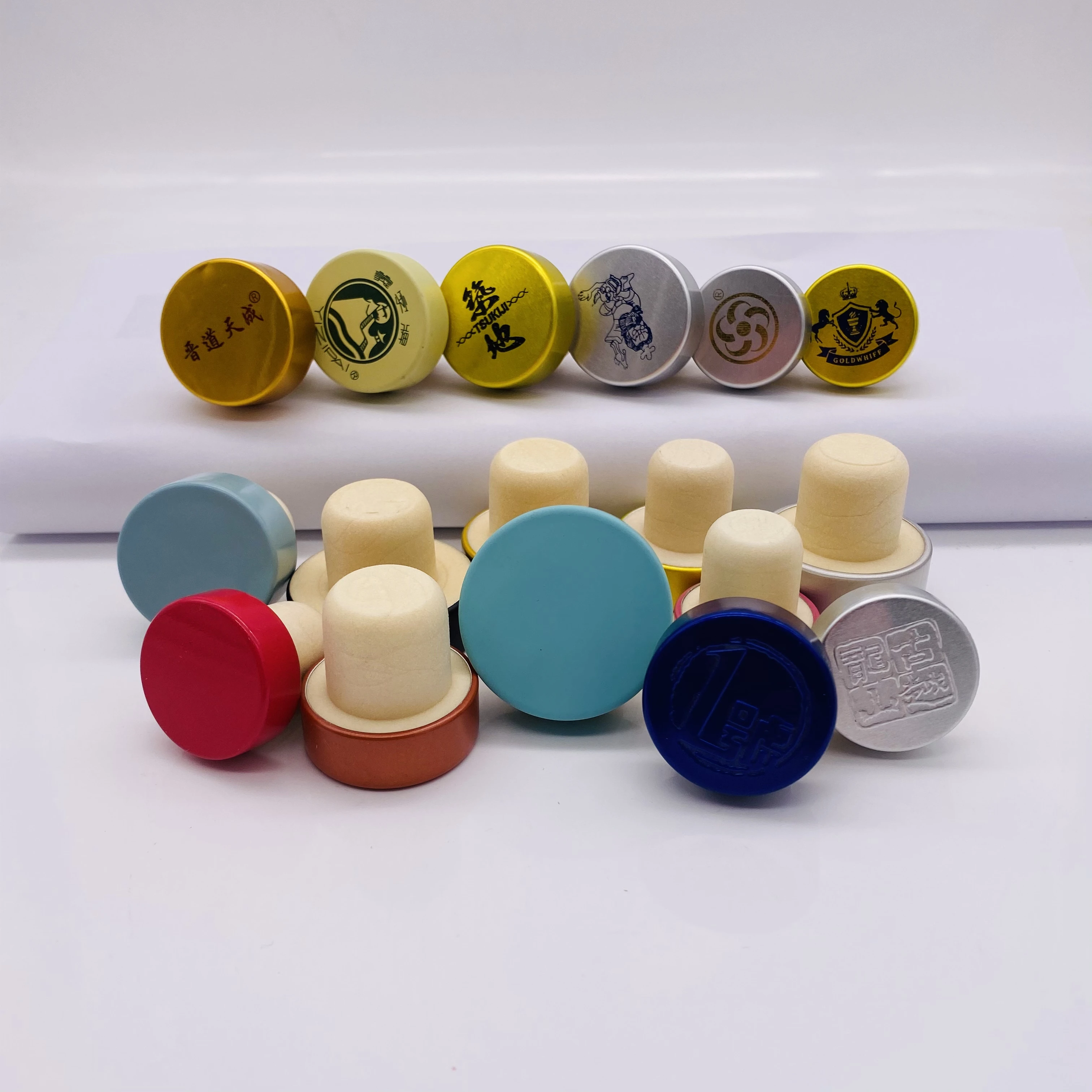 Different Type of Bottle Closures made color screen LOGO T type cover cork wine stopper manufacture stopper cork
