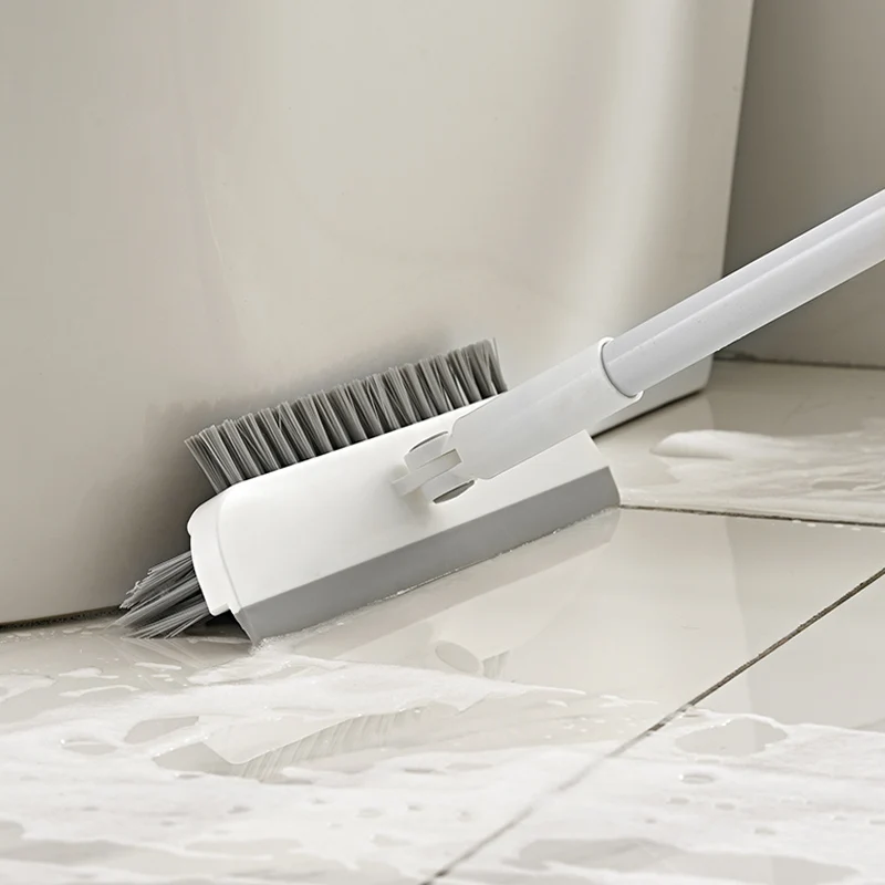 Floor Scrub Brush with Long Handle 3 in 1 Scrape and Heavy-Duty Stiff Bristle Scrubber Brush for Cleaning Shower Bathroom Patio