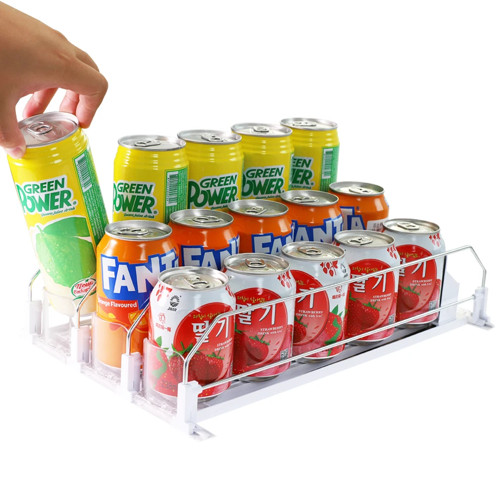 Spring Loaded Drink Organizer For Fridge Shelf Pusher Display Rack Custom Supermarket Plastic Shelves Retail Store Drink Pusher