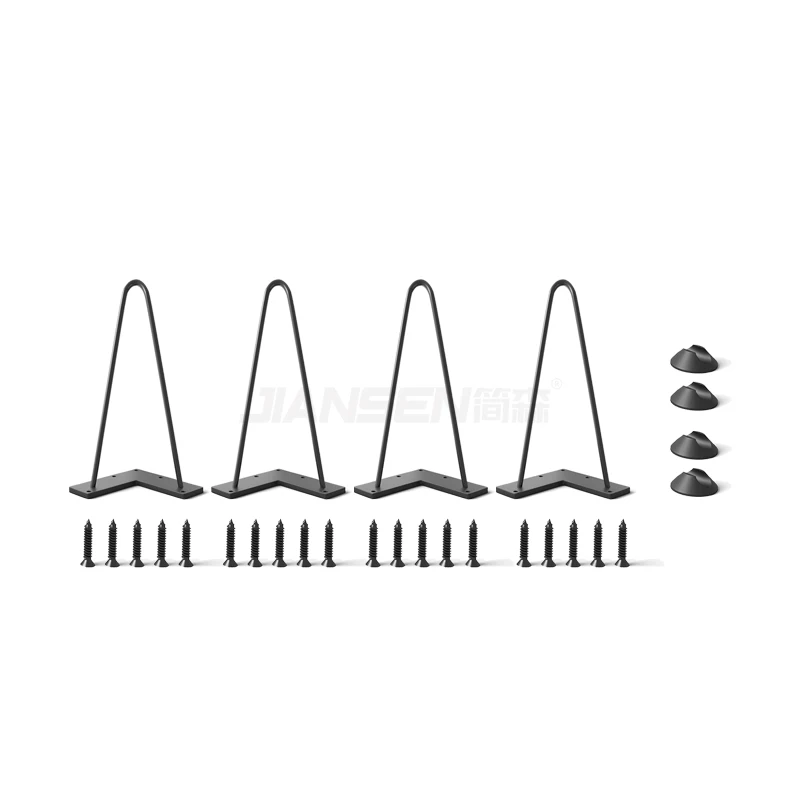 Индивидуальный логотип современный промышленный стиль черный металлический прочный острый вид шпильки для кофейного столика ножки