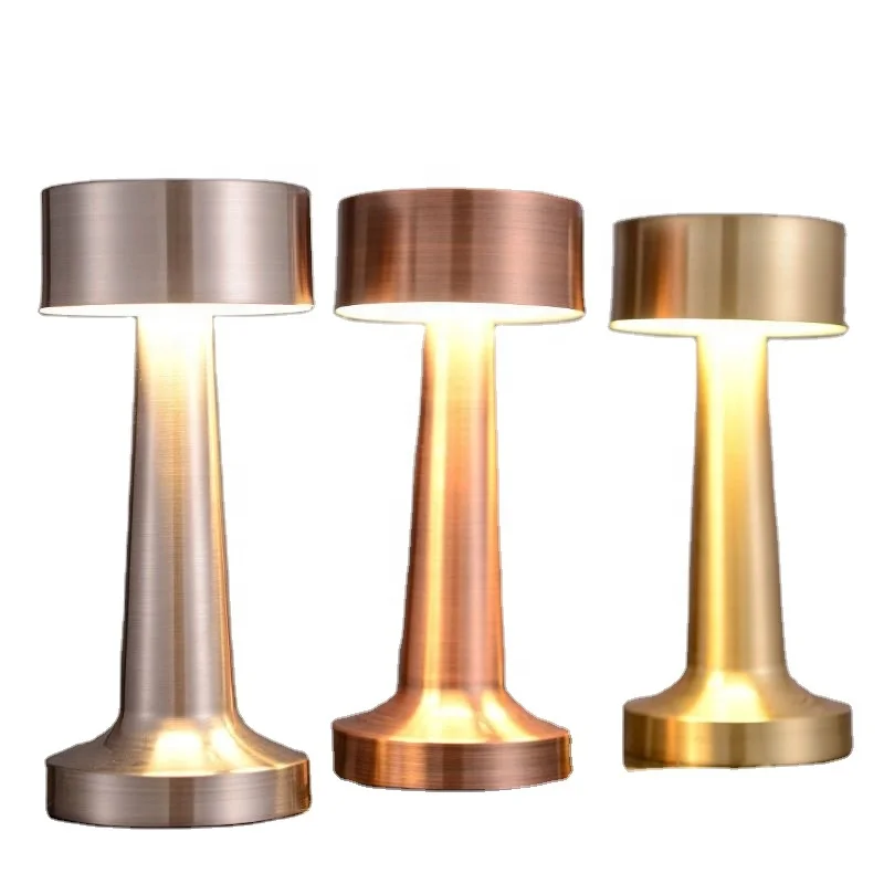 Modern Luxury Nordic LED Touch Bar Table Lamp Restaurant Dinner Light Cordless Rechargeable Wireless Metal Iron Desk Table Lamp