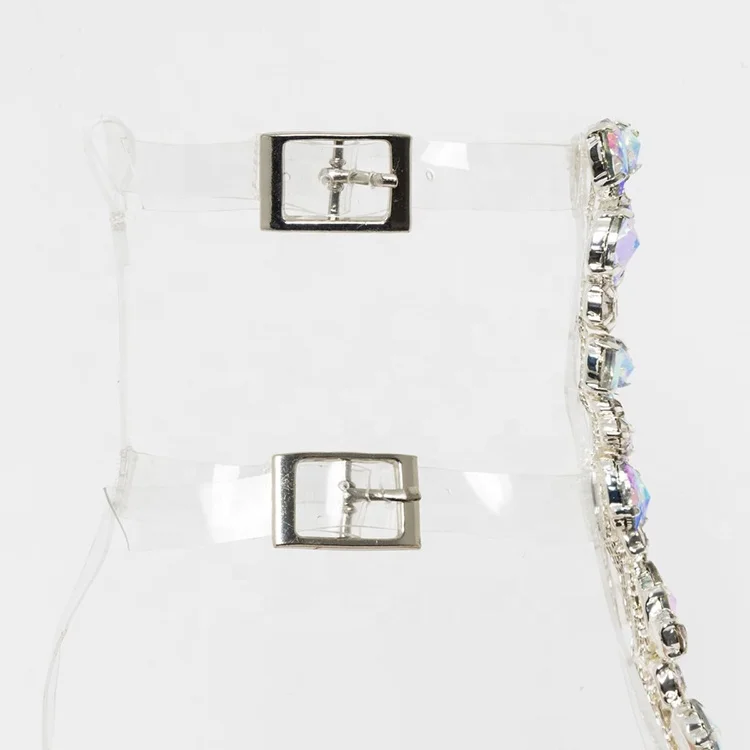 Customize Clear PVC Crystal Heels Women Sandals Shoes