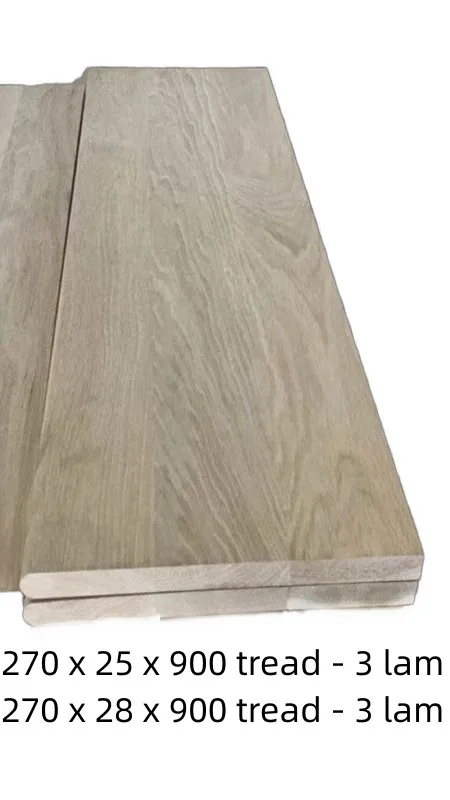 Hot selling of new products White oak staircase Tread Riser newel post handrail blank moulded 3 lam