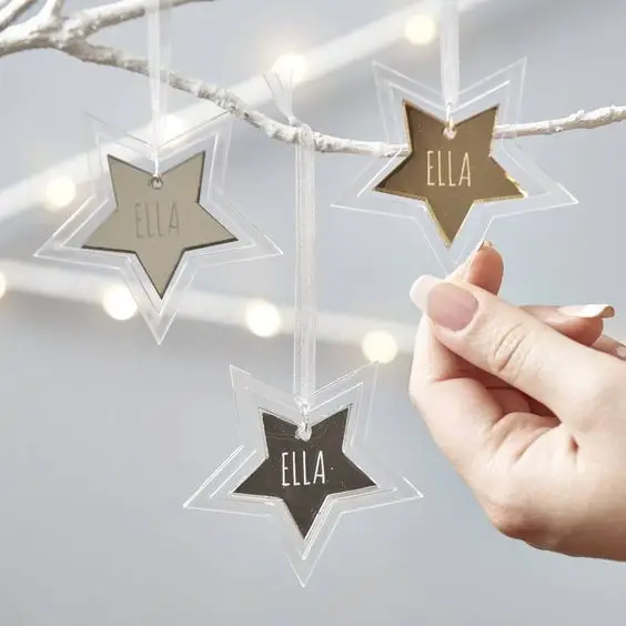 Laser cut clear acrylic Christmas tree decoration, Customizable Snowflake Acrylic, Festive party decoration gifts
