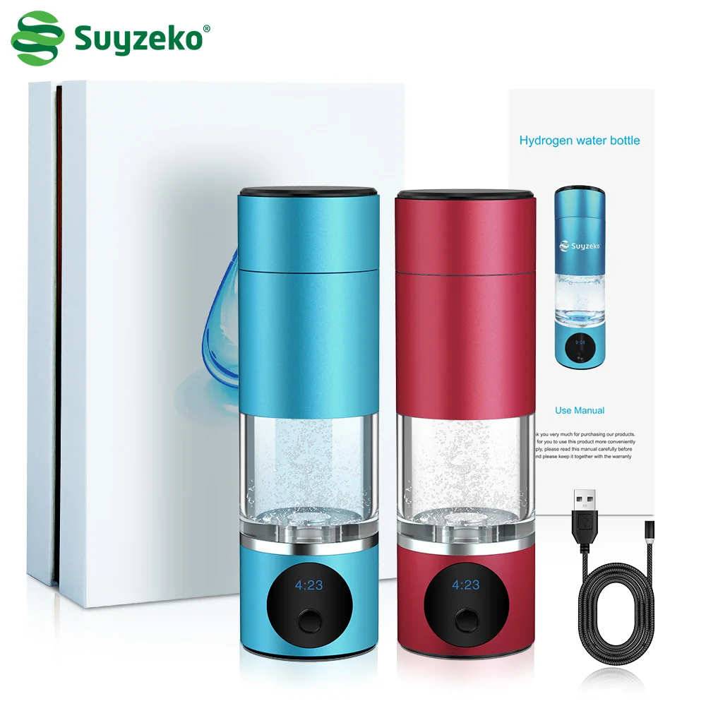 Suyzeko Latest Magnetic Charging 3 IN 1multifunctional Portable SPE PEM Hydrogen Water Ionizer Generator Bottle 6000PPB