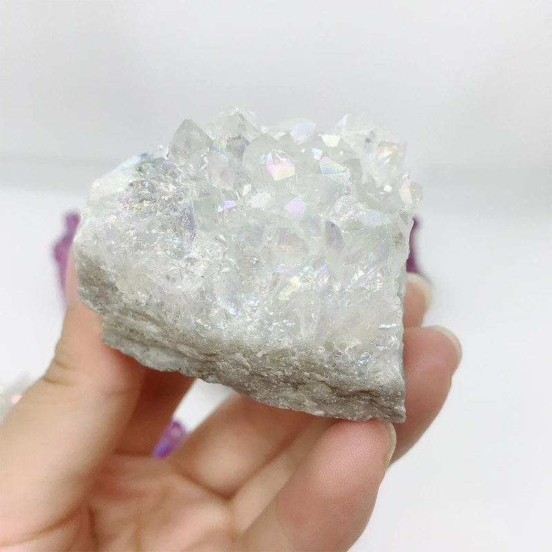 Высококачественный кластерный камень Aura кристалл кварц титановое покрытие гальванизированный кластер кристалла