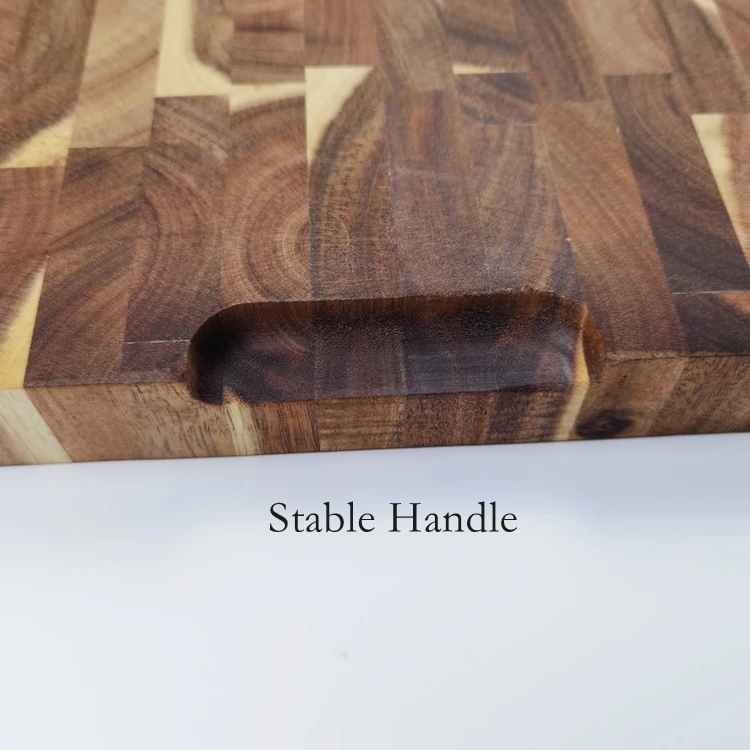 Wholesale Kitchen & Tabletop Large End Grain Chopping Block Acacia Wood Cutting Board with Handle