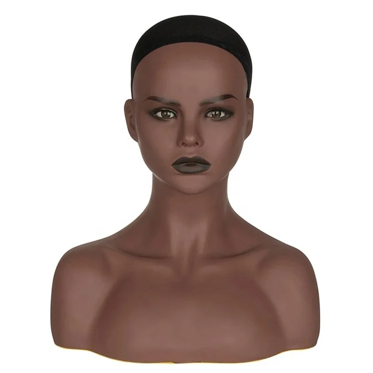 PFH-11 прочного пластика Manequin головы дисплей парики стенд очень реалистичный манекен головы