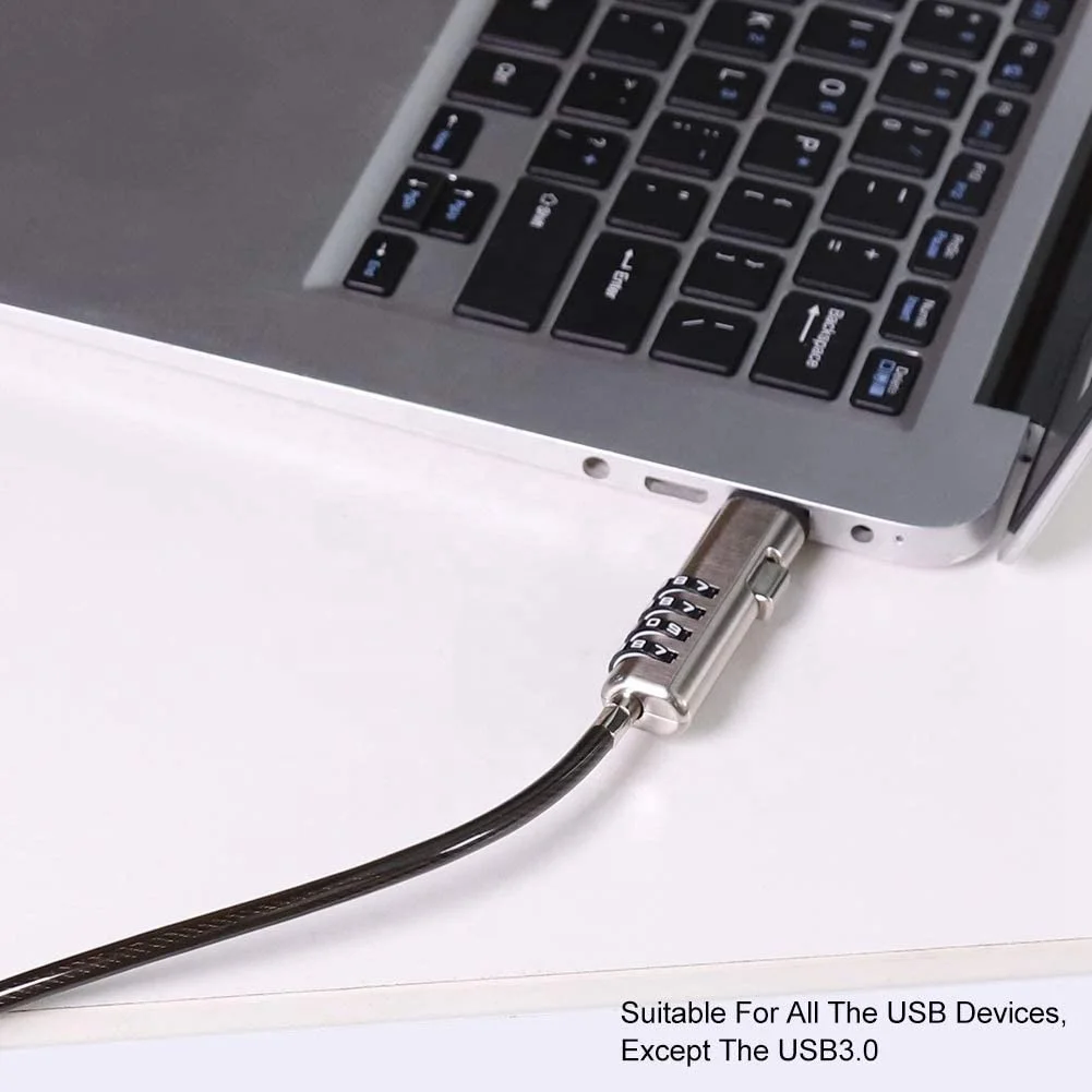 Zinc Alloy Security Universal anti-theft USB Laptop Combination Cable Lock with 4 digit password