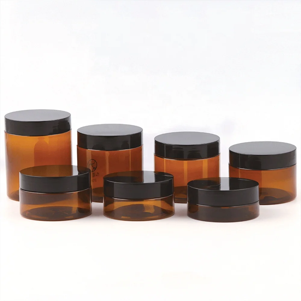 Wholesale Food Grade 100g 120g 150g 200g 250g 300g 400g 500g Amber Clear PET Plastic Jar With Plastic Screw Cap