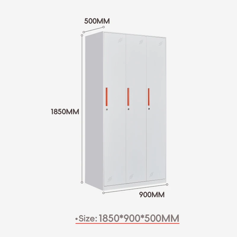 white three doors closet for clothes storage filing cabinet for hotel hospital metal steel wardrobe cupboard for bedroom