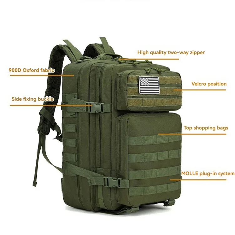 45L Rucksacks Hiking Hunting Camping Mountain Survival Back Pack Travel Outdoor Sport Fitness GYM Tactical Backpack