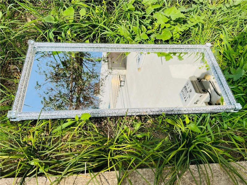 Hot Sell Design Home Hotel Decorative Sparkling Crushed Diamond Crystal Large Wall Mirror