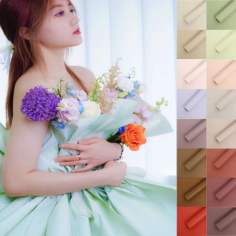 Thickened Silk Solid Color Flower Packaging Oya Paper Morning Mist Matte Film Flowers Bouquet Gift Wrapping Web Papers
