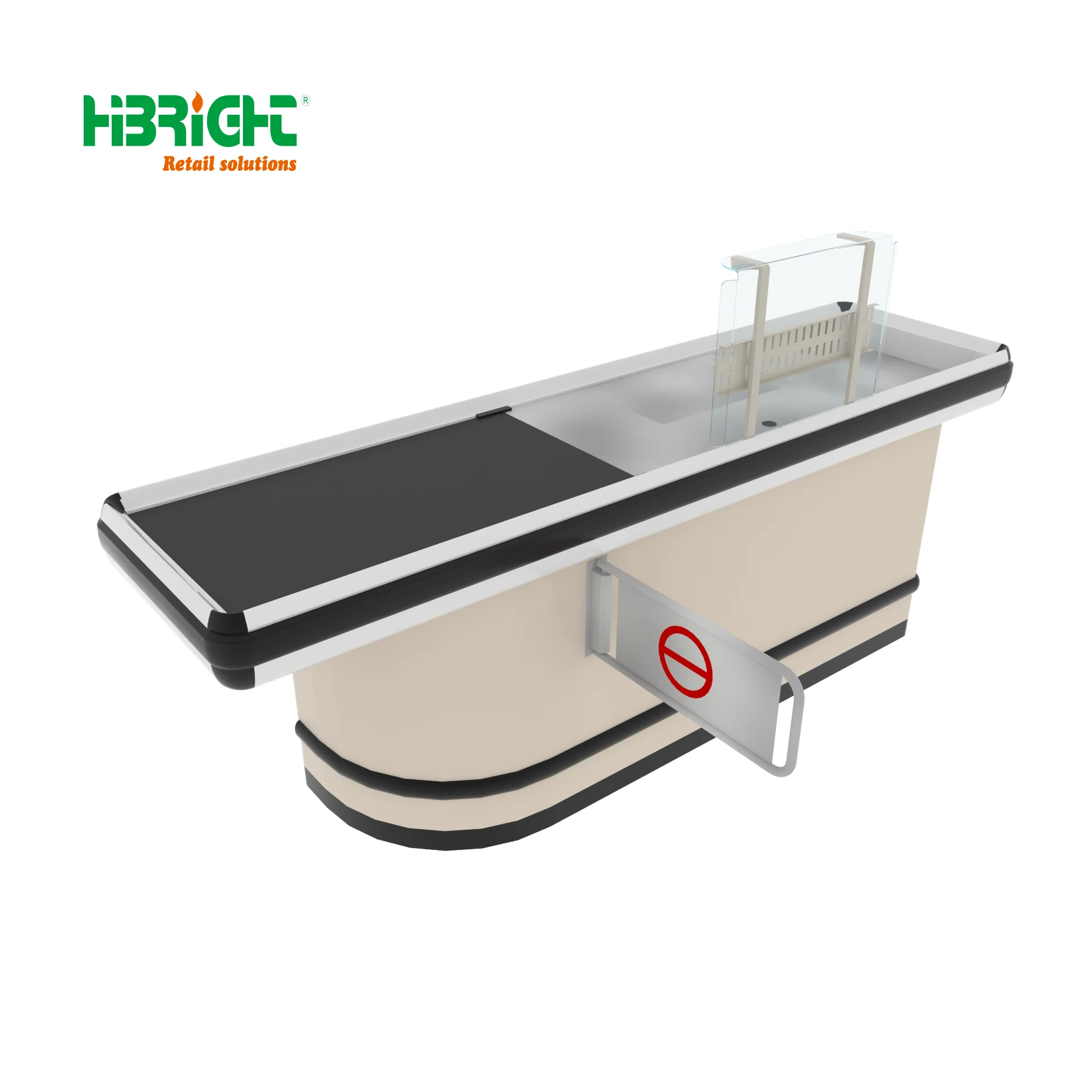 Boutique Store Stainless Steel Cashier Table Supermarket Checkout Counter Metal Type Cash Register