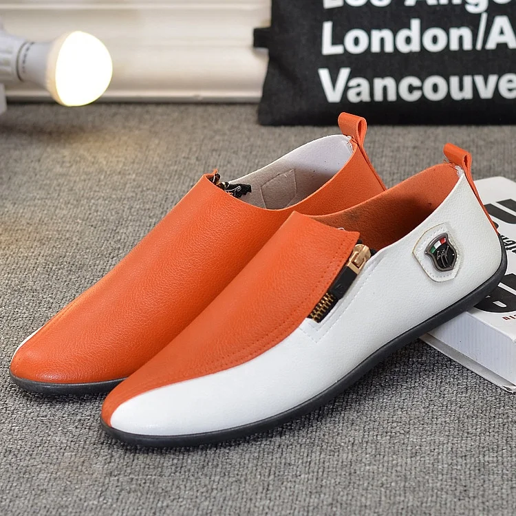 summer British shoes fashion men shoes casual peas shoes orange color