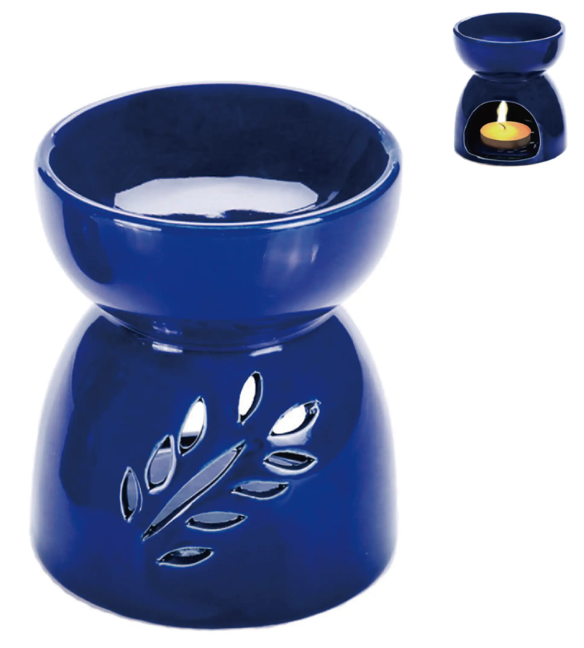 Fragrance Porcelain Tealight Burners Aromatherapy Green Black Blue Leaf Essential Oil Burner For Home Decor