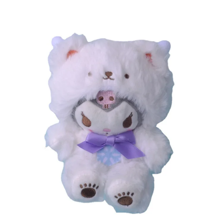 DHF286 Лидер продаж милый белый медведь серии моя мелодия cinnamoroll мягкий маленький плюшевый брелок каваи куроми плюшевая кукла