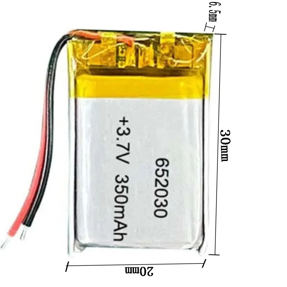 CaoDuRen 1pcs Rechargeable 3.7V 350mAh 652030 Li-Polymer Li Battery JST 2.0 for Mobile Power Charging Treasure Power GPS