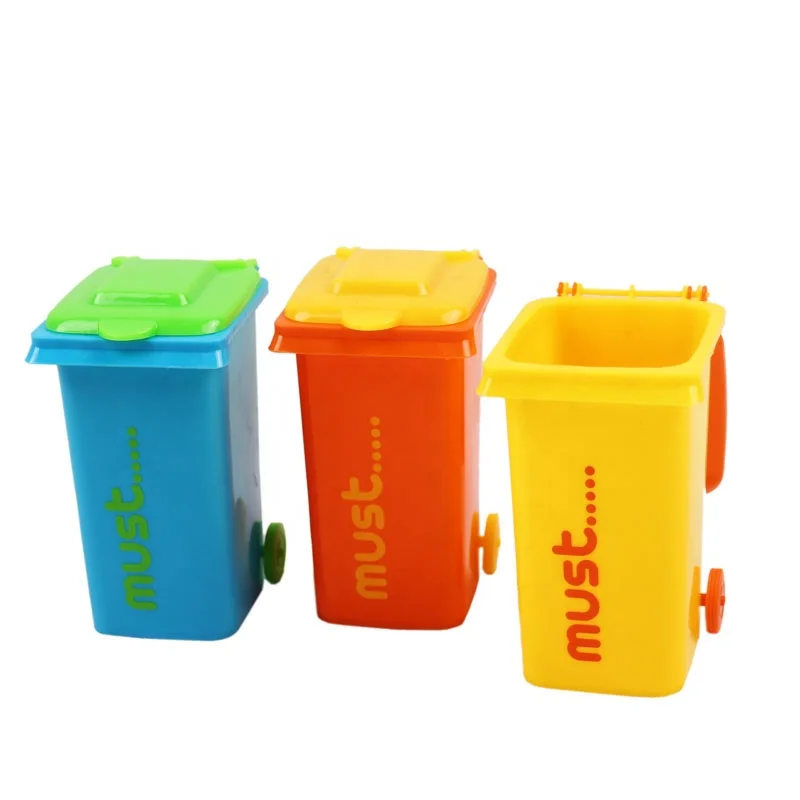 Plastic Mini Desktop Trash Bin Can Pen Holder