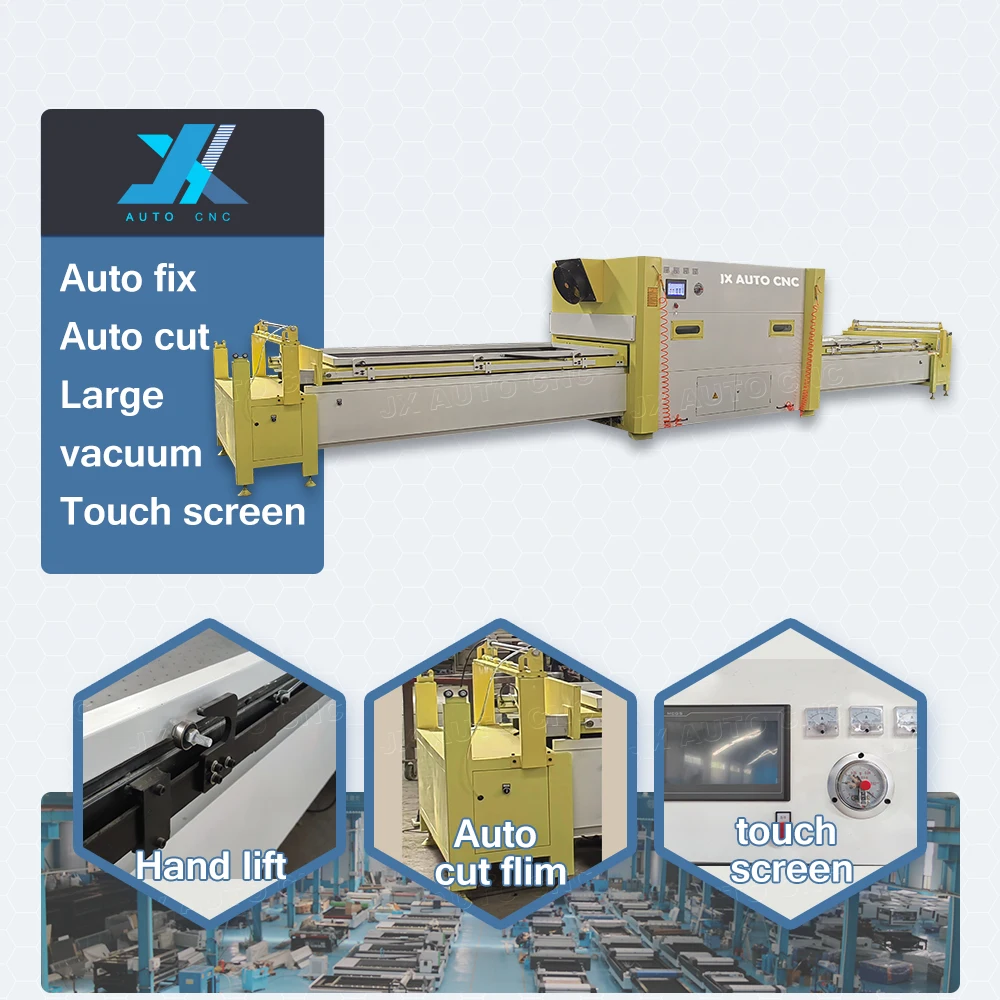 JX China automatic cabinet wooden door mdf furniture PVC flim vacuum membrane press laminating pressing machine price