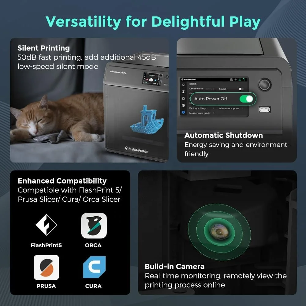 Flashforge Adventurer 5M Pro Wifi Connection Print Size 220*220*220mm High Speed 600MM/S Fast FDM 3D Printer